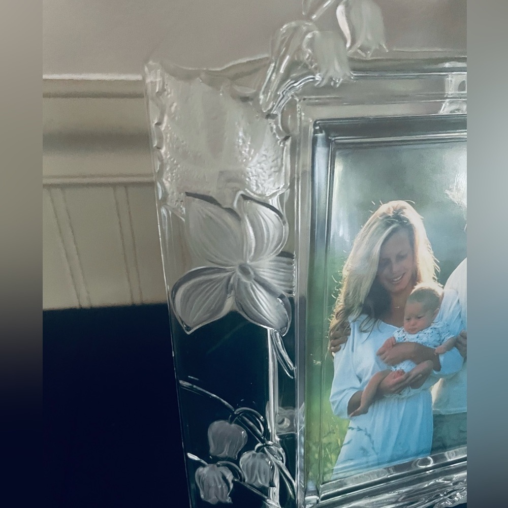 Vintage Studio Nova Spring Love clear frosted glass photo frame 5x7 inch NEW - Picture 3 of 5